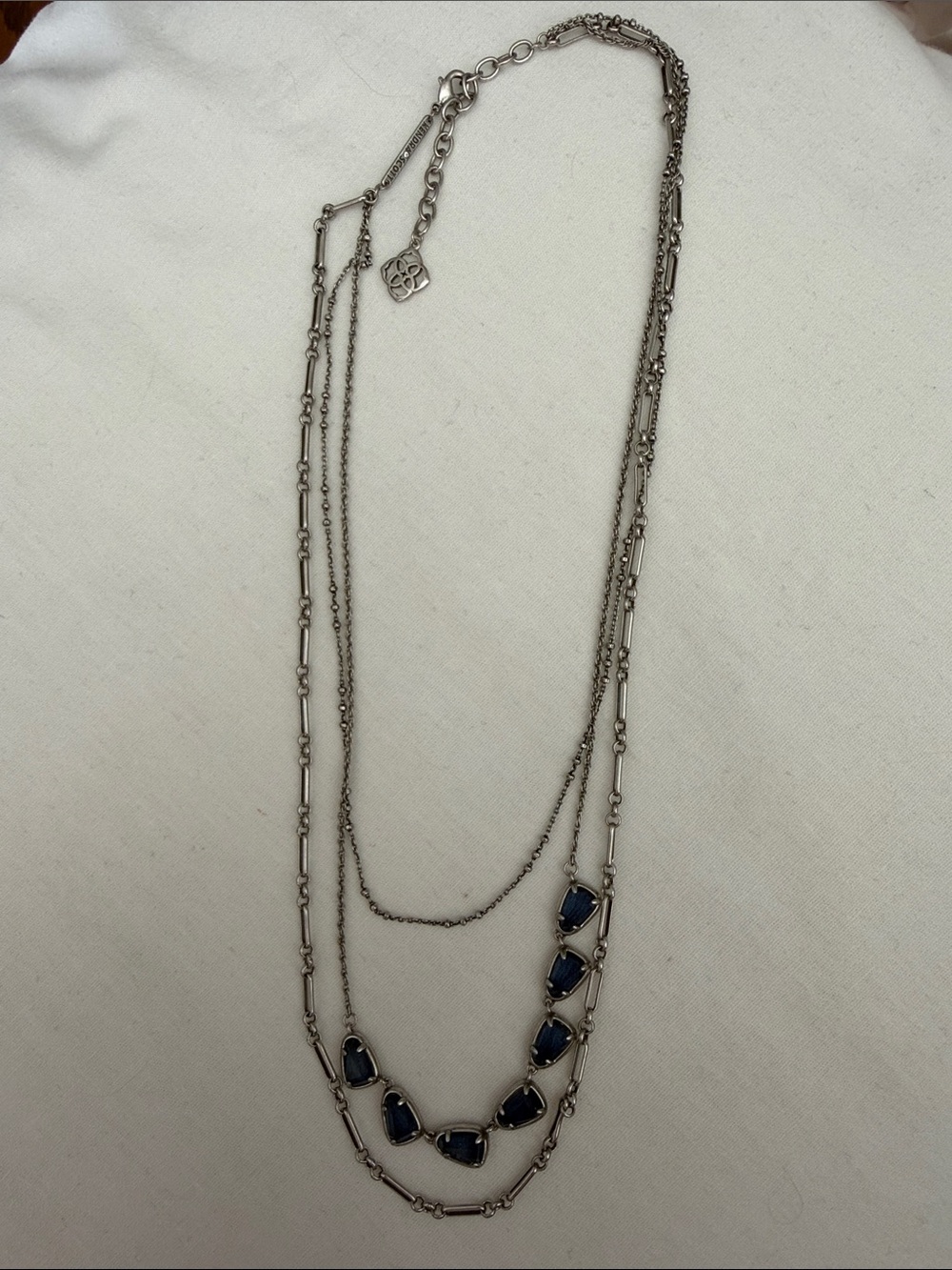 Kendra Scott Silver Multi-Strand Necklace with Denim Colored Stones